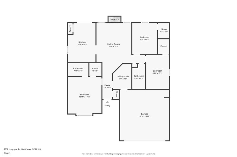1,860/Mo, 2852 Longspur Dr Matthews, NC 28105 Floor Plan View