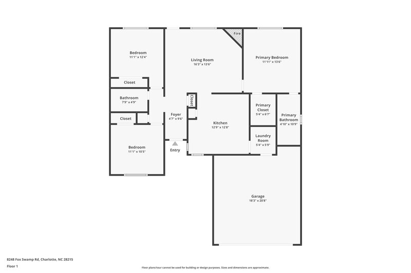 1,715/Mo, 8248 Fox Swamp Rd Charlotte, NC 28215 Floor Plan View