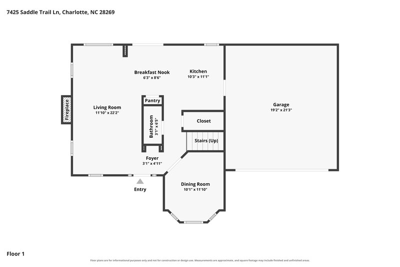 2,280/Mo, 7425 Saddle Trail Ln Charlotte, NC 28269 Floor Plan View