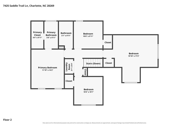 2,280/Mo, 7425 Saddle Trail Ln Charlotte, NC 28269 Floor Plan View 2