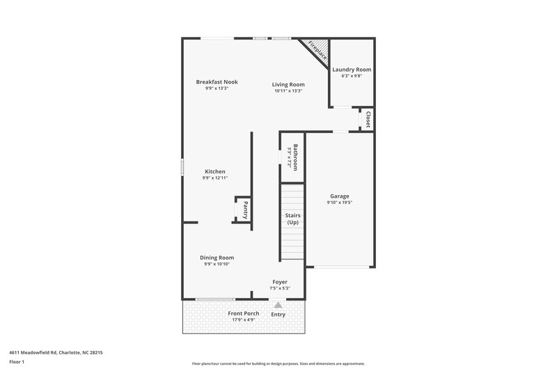 1,975/Mo, 4611 Meadowfield Rd Charlotte, NC 28215 Floor Plan View