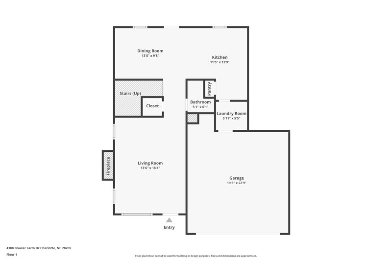 1,905/Mo, 4108 Brawer Farm Dr Charlotte, NC 28269 Floorplan View
