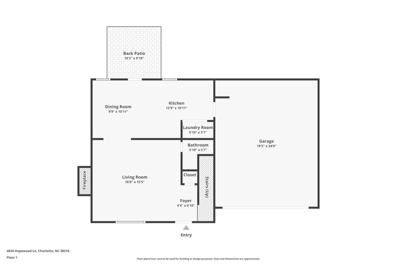 1,870/Mo, 4834 Hopewood Lane Charlotte, NC 28216 Floor Plan View