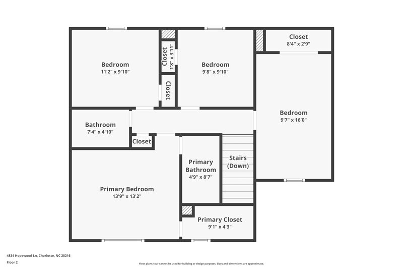 1,870/Mo, 4834 Hopewood Lane Charlotte, NC 28216 Floor Plan View 2