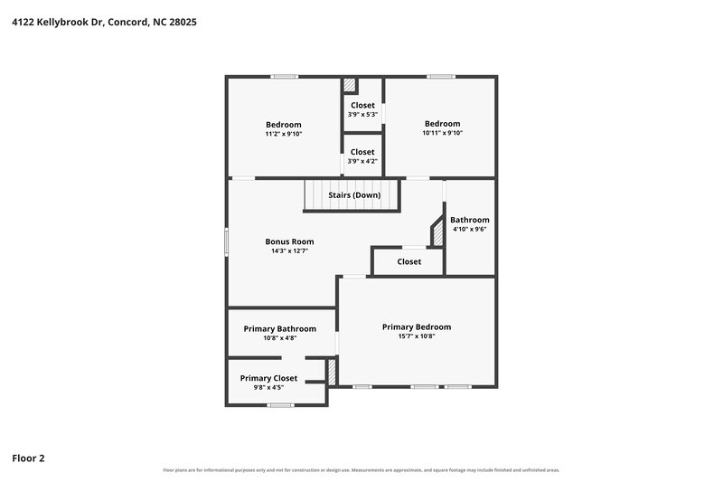 1,840/Mo, 4122 Kellybrook Dr Concord, NC 28025 Floor Plan View 2