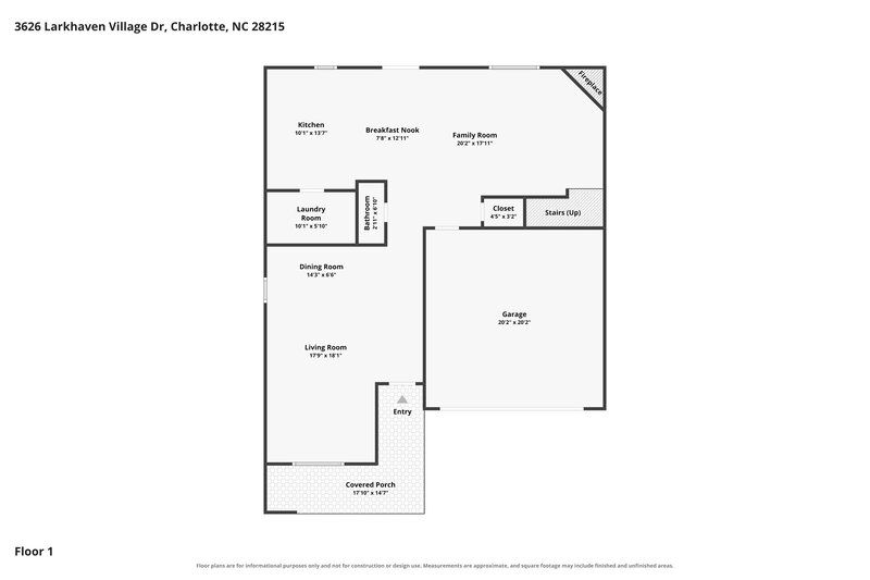 2,570/Mo, 3626 Larkhaven Village Dr Charlotte, NC 28215 Floor Plan View