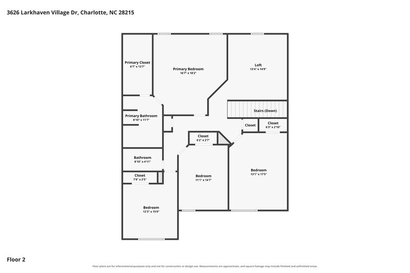 2,570/Mo, 3626 Larkhaven Village Dr Charlotte, NC 28215 Floor Plan View 2