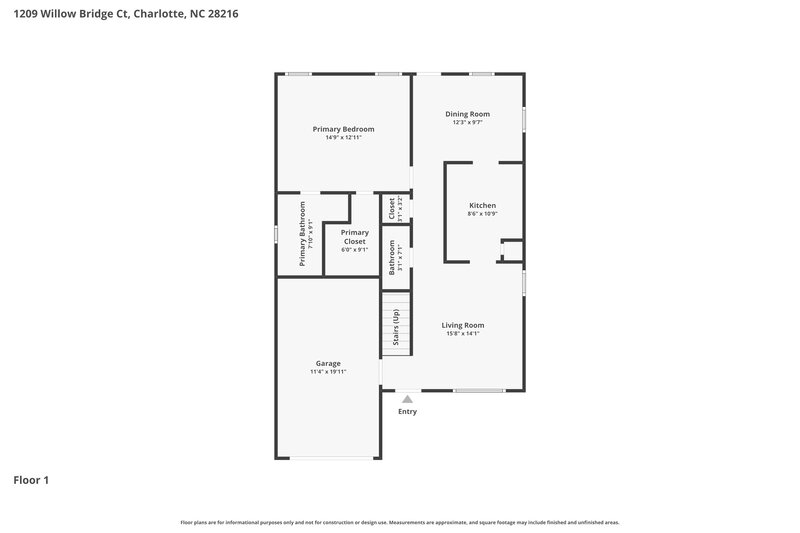 1,870/Mo, 1209 Willow Bridge Ct Charlotte, NC 28216 Floor Plan View