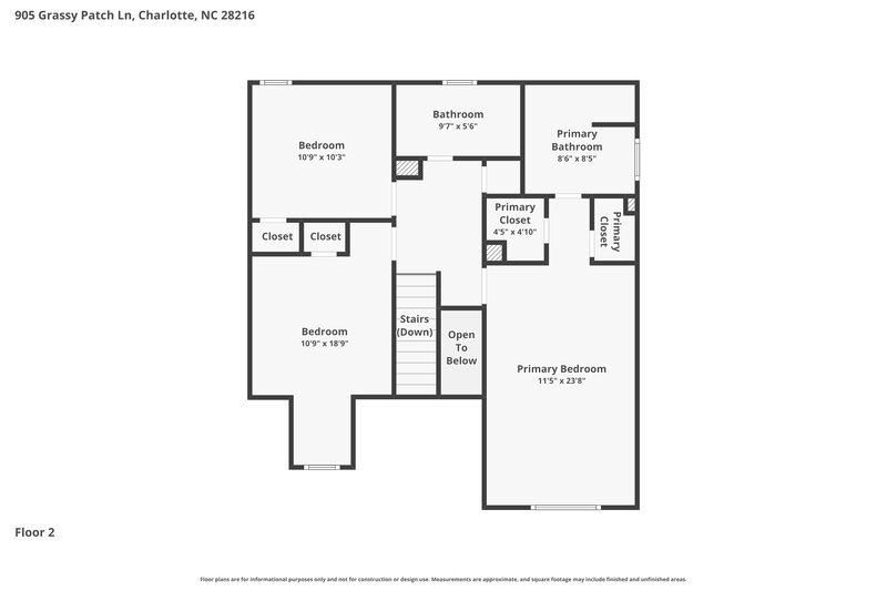 1,925/Mo, 905 Grassy Patch Ln Charlotte, NC 28216 Floor Plan View 2