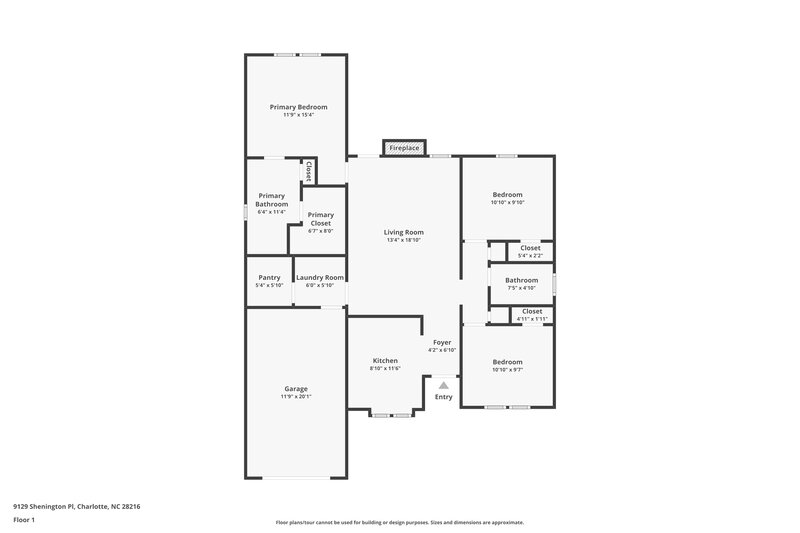 1,645/Mo, 9129 Shenington Pl Charlotte, NC 28216 Floor Plan View