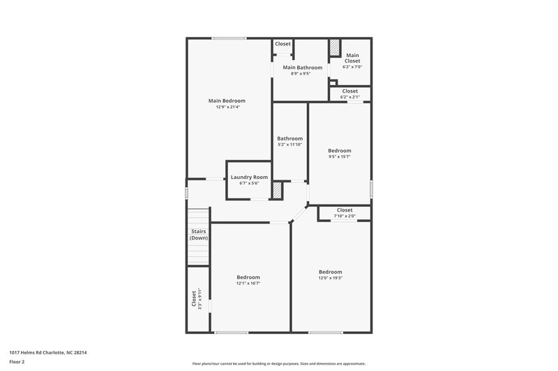 2,575/Mo, 1017 Helms Road Charlotte, NC 28214 Floor Plan View 2