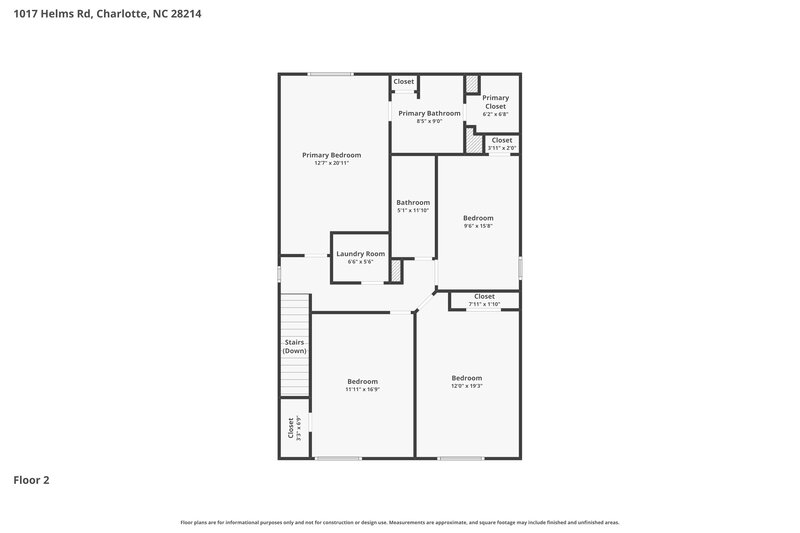 2,205/Mo, 1017 Helms Road Charlotte, NC 28214 Floor Plan View 2