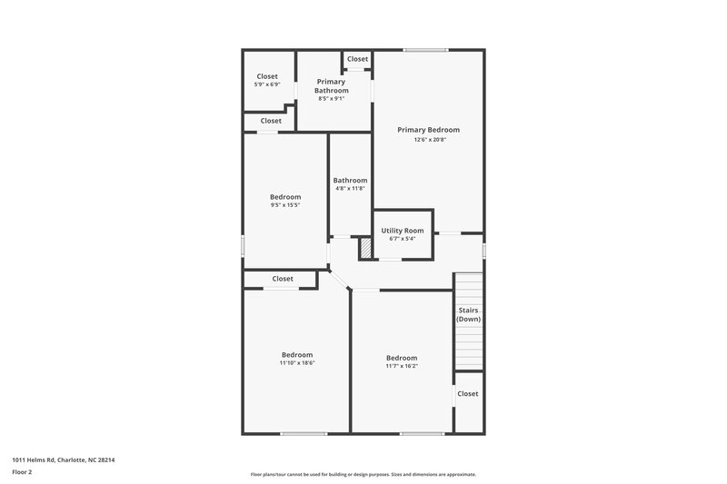 2,125/Mo, 1011 Helms Road Charlotte, NC 28214 Floorplan View 2