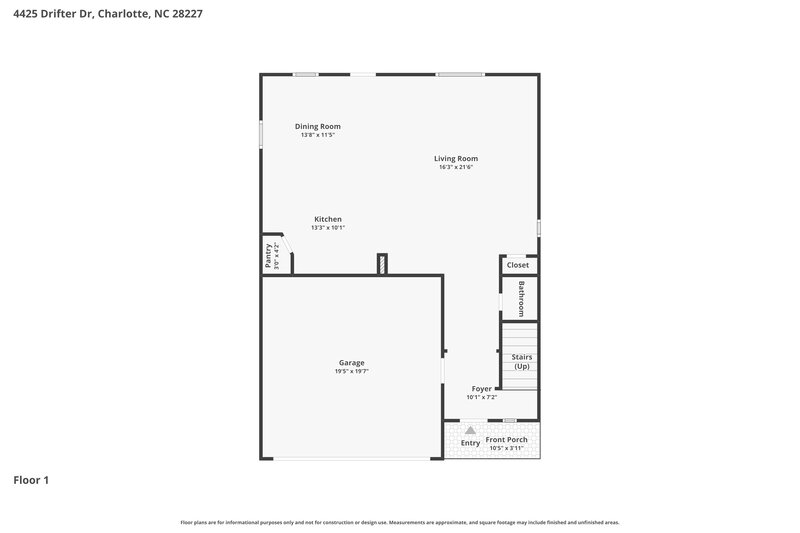 2,220/Mo, 4425 Drifter Drive Charlotte, NC 28227 Floor Plan View