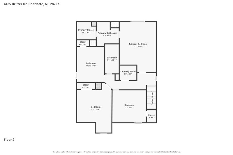 2,220/Mo, 4425 Drifter Drive Charlotte, NC 28227 Floor Plan View 2