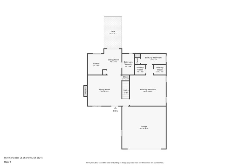 2,065/Mo, 9831 Coriander Ct Charlotte, NC 28215 Floorplan View