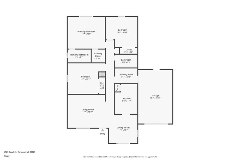 1,740/Mo, 4525 Carol Ct Concord, NC 28025 Floor Plan View
