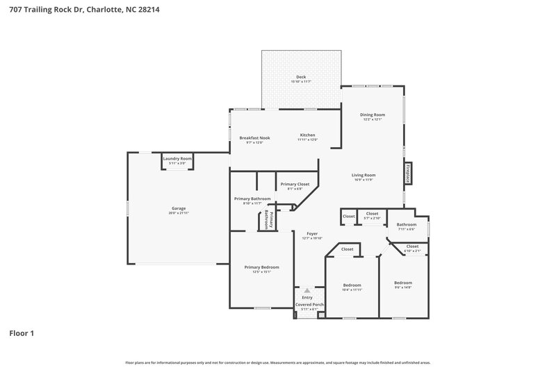 1,980/Mo, 707 Trailing Rock Dr Charlotte, NC 28214 Floor Plan View