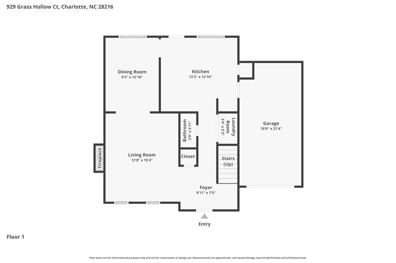 1,950/Mo, 929 Grass Hollow Charlotte, NC 28216 Floor Plan View