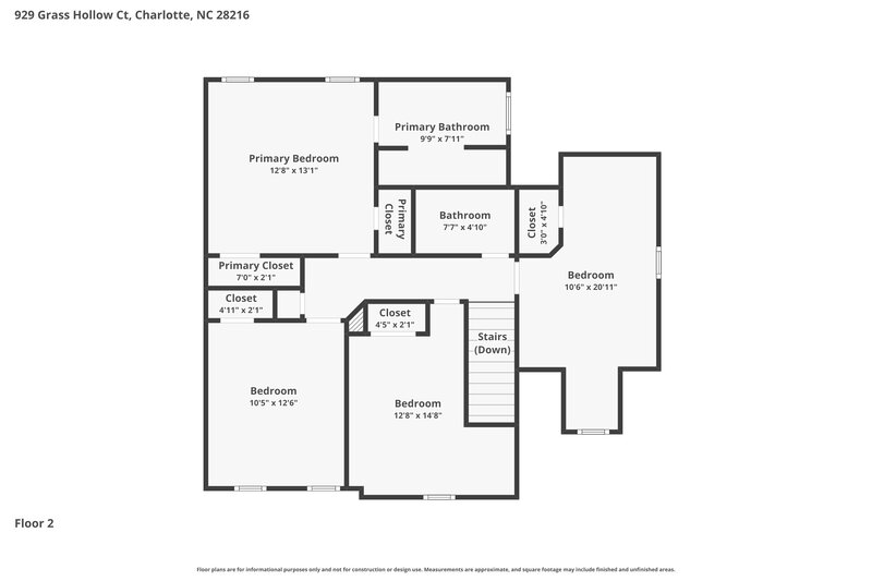 1,950/Mo, 929 Grass Hollow Charlotte, NC 28216 Floor Plan View 2