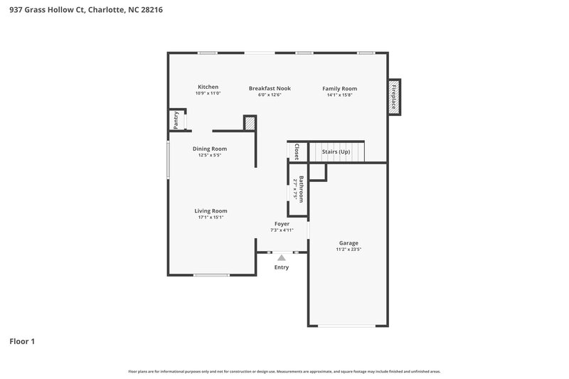 1,920/Mo, 937 Grass Hollow Charlotte, NC 28216 Floor Plan View
