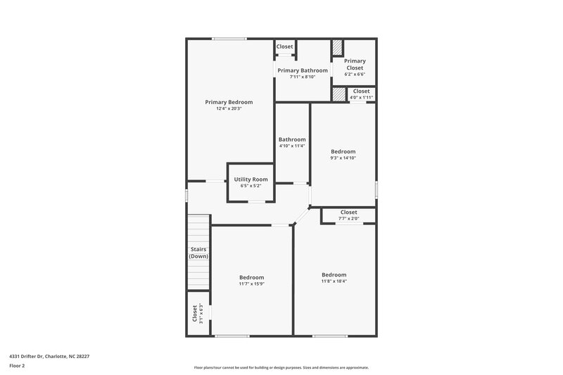 2,035/Mo, 4331 Drifter Drive Charlotte, NC 28227 Floor Plan View 2