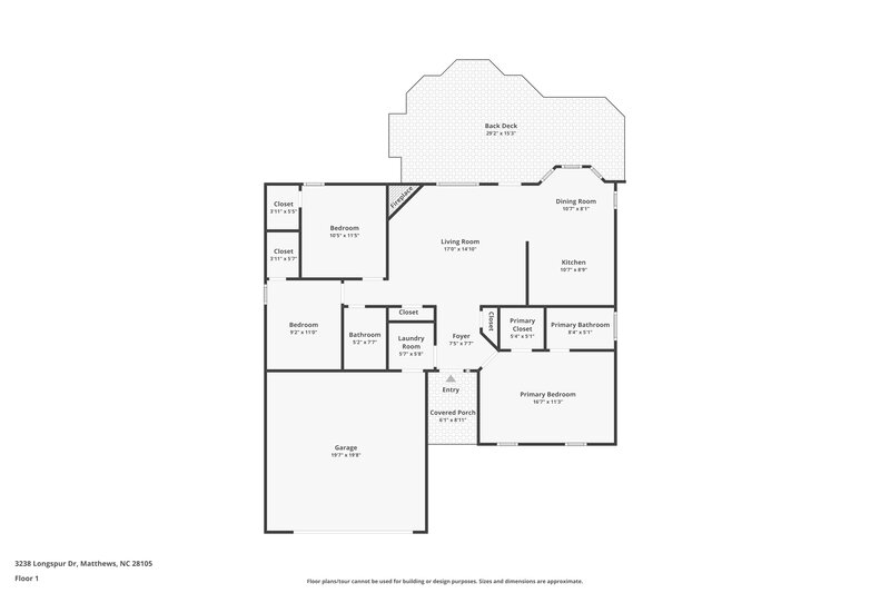 1,715/Mo, 3238 Longspur Dr Matthews, NC 28105 Floor Plan View