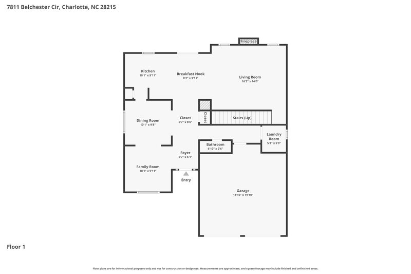 2,175/Mo, 7811 Belchester Circle Charlotte, NC 28215 Floor Plan View