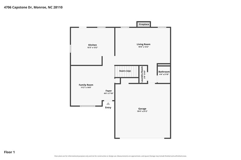 2,000/Mo, 4706 Capstone Drive Monroe, NC 28110 Floor Plan View