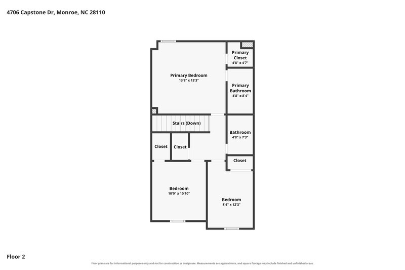 2,000/Mo, 4706 Capstone Drive Monroe, NC 28110 Floor Plan View 2