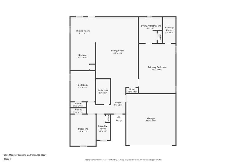 1,785/Mo, 2521 Meadow Crossing Drive Dallas, NC 28034 Floor Plan View