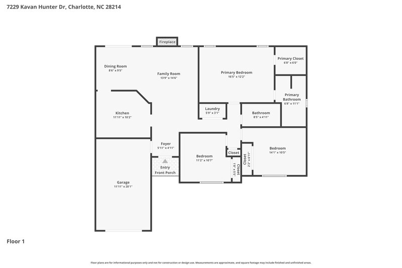 0/Mo, 7229 Kavan Hunter Drive Charlotte, NC 28214 Floor Plan View
