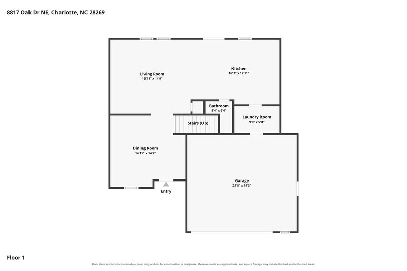 1,975/Mo, 8817 Oak Drive NE Charlotte, NC 28269 Floor Plan View