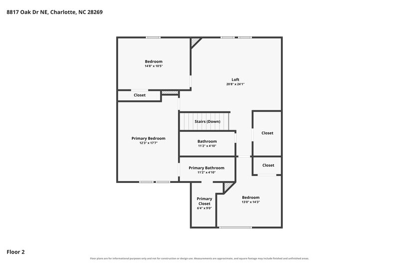 1,975/Mo, 8817 Oak Drive NE Charlotte, NC 28269 Floor Plan View 2