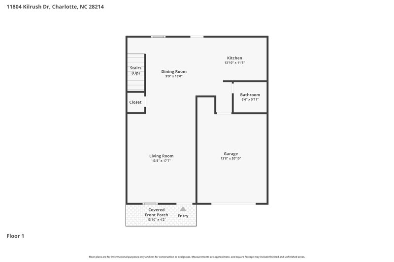 1,860/Mo, 11804 Kilrush Drive Charlotte, NC 28214 Floor Plan View