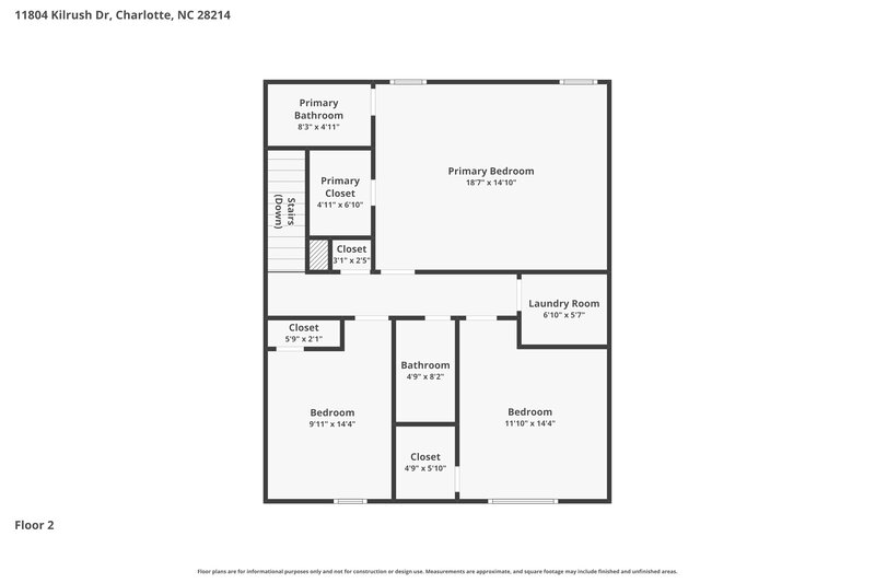 1,860/Mo, 11804 Kilrush Drive Charlotte, NC 28214 Floor Plan View 2