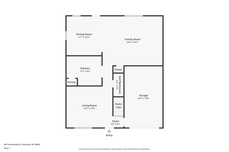 1,990/Mo, 4617 Esmeralda Drive Charlotte, NC 28269 Floor Plan View