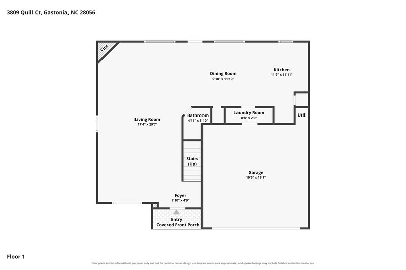 2,140/Mo, 3809 Quill Court Gastonia, NC 28056 Floorplan View