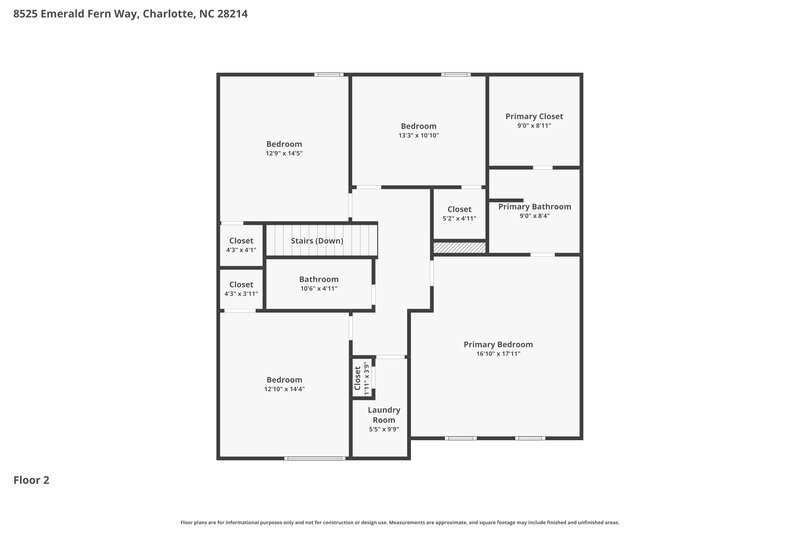 2,245/Mo, 8525 Emerald Fern Way Charlotte, NC 28214 Floor Plan View 2
