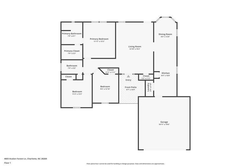 1,780/Mo, 4603 Avalon Forest Ln Charlotte, NC 28269 Floor Plan View