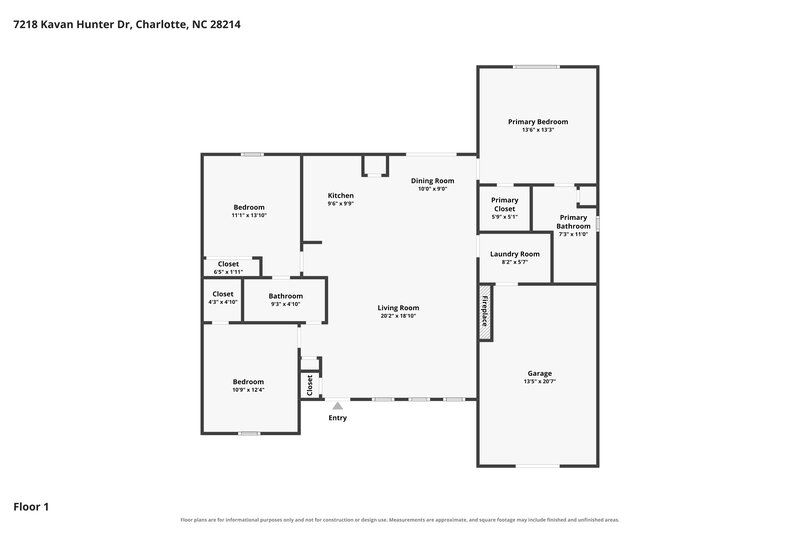 1,930/Mo, 7218 Kavan Hunter Dr Charlotte, NC 28214 Floor Plan View