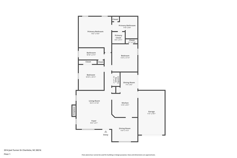 1,685/Mo, 3514 Joel Turner Dr Charlotte, NC 28216 Floor Plan View