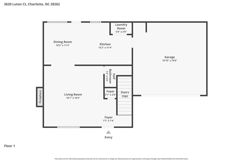 2,040/Mo, 3620 Luton Ct Charlotte, NC 28262 Floor Plan View