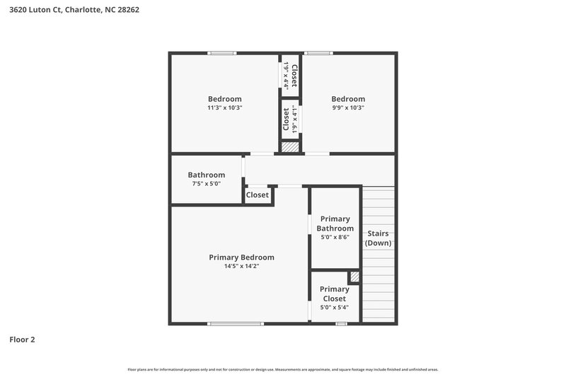 2,040/Mo, 3620 Luton Ct Charlotte, NC 28262 Floor Plan View 2