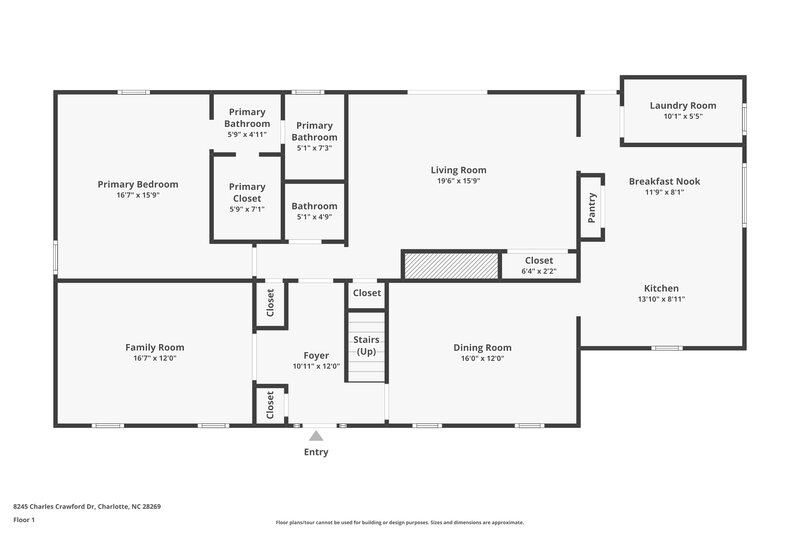 2,535/Mo, 8245 Charles Crawford Dr Charlotte, NC 28269 Floorplan View