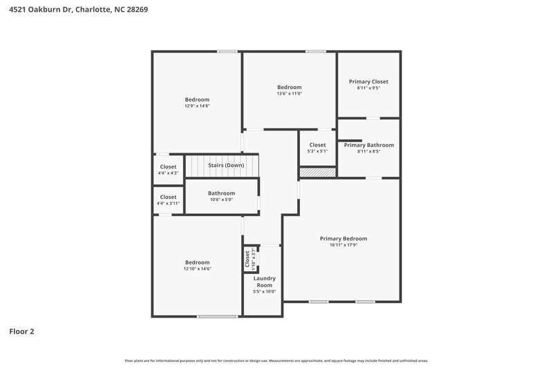 2,220/Mo, 4521 Oakburn Drive Charlotte, NC 28269 Floor Plan View 2