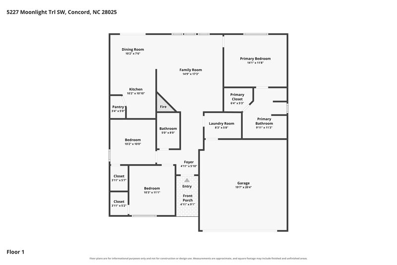 1,820/Mo, 5227 Moonlight Trail SW Concord, NC 28025 Floor Plan View