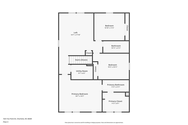 1,945/Mo, 7221 Fox Point Dr Charlotte, NC 28269 Floor Plan View 2