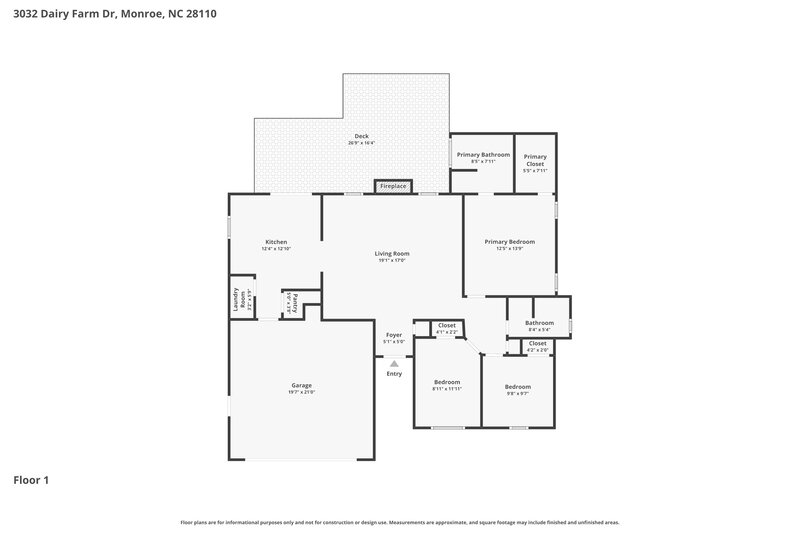 1,870/Mo, 3032 Dairy Farm Dr Monroe, NC 28110 Floor Plan View