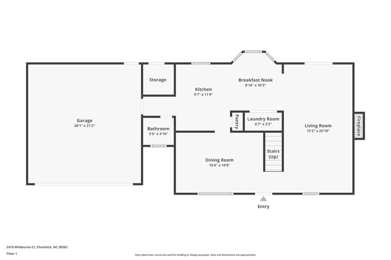 1,825/Mo, 2410 Wildburne Ct Charlotte, NC 28262 Floor Plan View